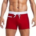 thumbnail image 4 of QATAINLAV Back to School Prime Sales, Mens Square Leg Swim Briefs Drawstring Swim Trunks Athletic Training Swimsuit Board Shorts Summer Beach Swimwear Red XL, 4 of 7