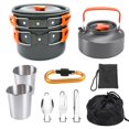 thumbnail image 1 of 11PCS Camping Cookware Mess And with Kettle Stainless Steel Cups Lightweight for Hiking Backpacking Picnic Orange, 1 of 8