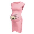 thumbnail image 4 of HWRETIE Robe de Maternité Imprimée pour Femmes Robe Courte Décontractée Accessoire Photo de Grossesse Tenue pour Futures Mamans, 4 of 6