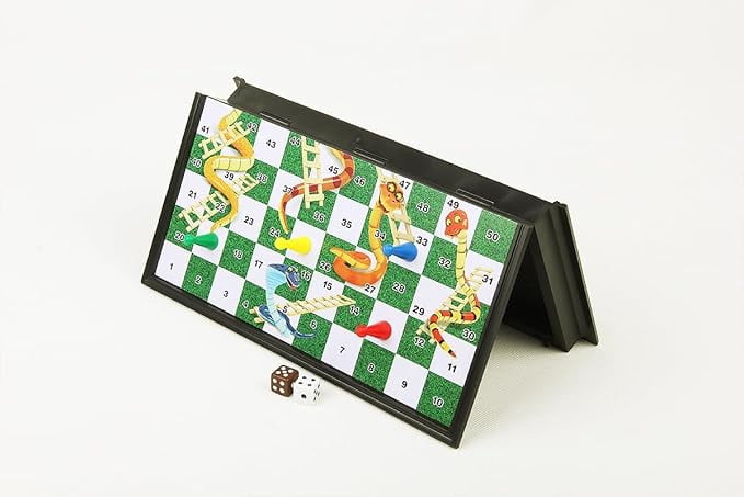 Tradeopia Magnetic Classics – 10 Inch Snakes & Ladders Game, Durable Magnetic Family Board Game for Home & Travel Fun