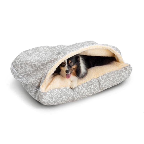 Snoozer Pet Products Luxury Rectangle Cozy Cave Wag Collection Small Ramey Gray