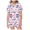 thumbnail image 2 of TIEVOSA Pyjama Deux Pièces pour Filles à Imprimé Papillon, Manches Courtes et Shorts, 3 à 13 Ans, 2 of 3