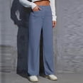 thumbnail image 2 of Women's Work Pants - High Elastic Waisted Trousers - Straight Wide Leg Button Down Casual Pants, 2 of 5