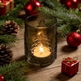 thumbnail image 3 of Holiday Time Indoor 6.25" Brown Glass Christmas Candle Holder with Tree Texture, 3 of 5