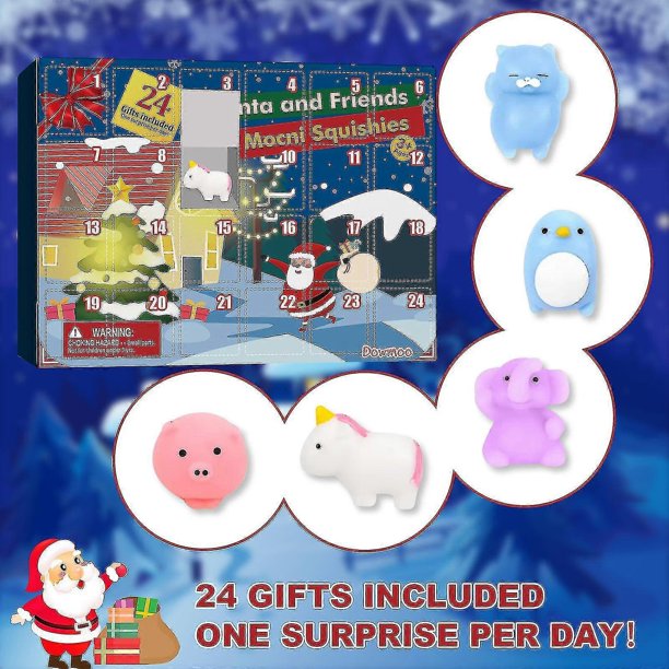 Peluches Mochi Mignonnes Calendrier De L'Avent 2025 24 Mochi Squishies - Jouets Anti-Stress Pour Enfants Garçons Filles