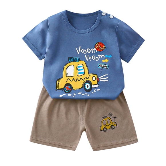 Baby Boy Clothes Cute Cartoon Printed T-Shirt Casual Shorts Sets Crew Neck Summer Clothes 6-9 Months Boy Clothes Summer Boys Clothes