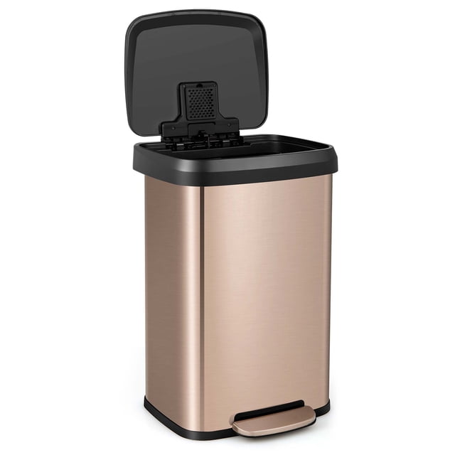 Costway 13.2 Gallon Step Trash Can Stainless Steel Airtight Garbage Bin for Home Kitchen Golden