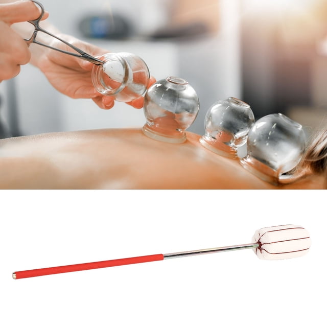 Cupping Torch, Stainless Steel Traditional Fire Cupping Ignition Rod 2PCS Cotton Head Wood Handle For Beauty Salon