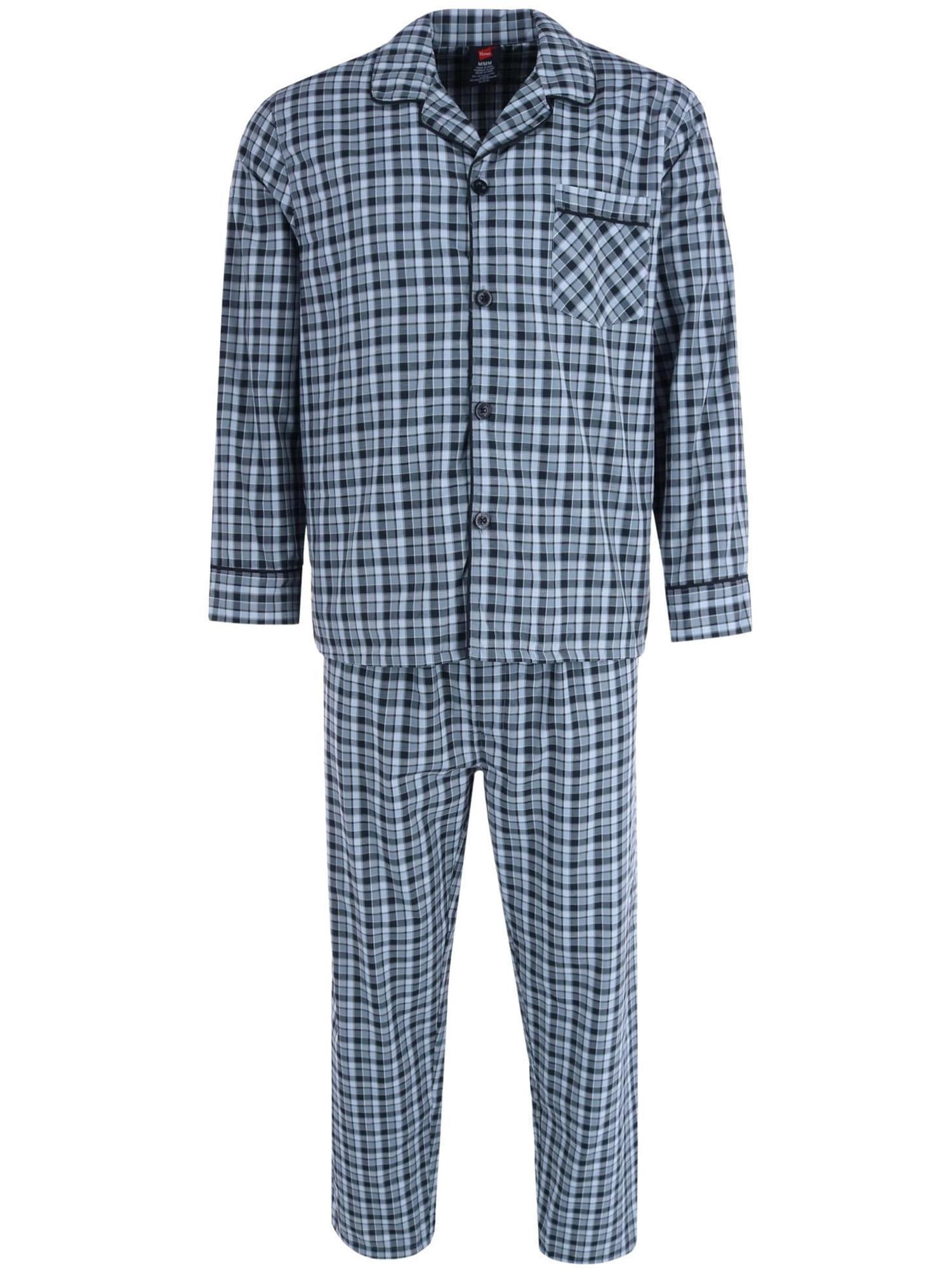 Hanes Ensemble de Pyjama en Popeline à Manches Longues (Grande Taille pour Hommes)