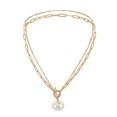 thumbnail image 2 of FcBaudy Collier pour Femmes, Bijoux pour Femmes, Bijoux pour Femmes Collier Étoile Perle Ronde en Acier Inoxydable Personnalité Belle Élégante Dame Collier Clavicule en Acier Titane Collier Clavicule, 2 of 6