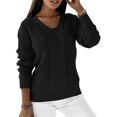 thumbnail image 1 of LUXUR Women Chunky Knitted Sweaters Knitwear Chic Pullover Black M, 1 of 4
