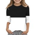 thumbnail image 2 of Splozh Blouse pour Fillette, T-Shirt Décontracté à Col Rond à Manches Trois Quarts, Haut Basique Régulier à Manches 3/4, Blanc, 3-4 Ans, 2 of 5