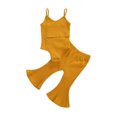 thumbnail image 4 of Xingqing 2PCS Infant Baby Girls V-Neck Solid Color Sleeveless Jumpsuit Bell-Bottom Suit, 4 of 8