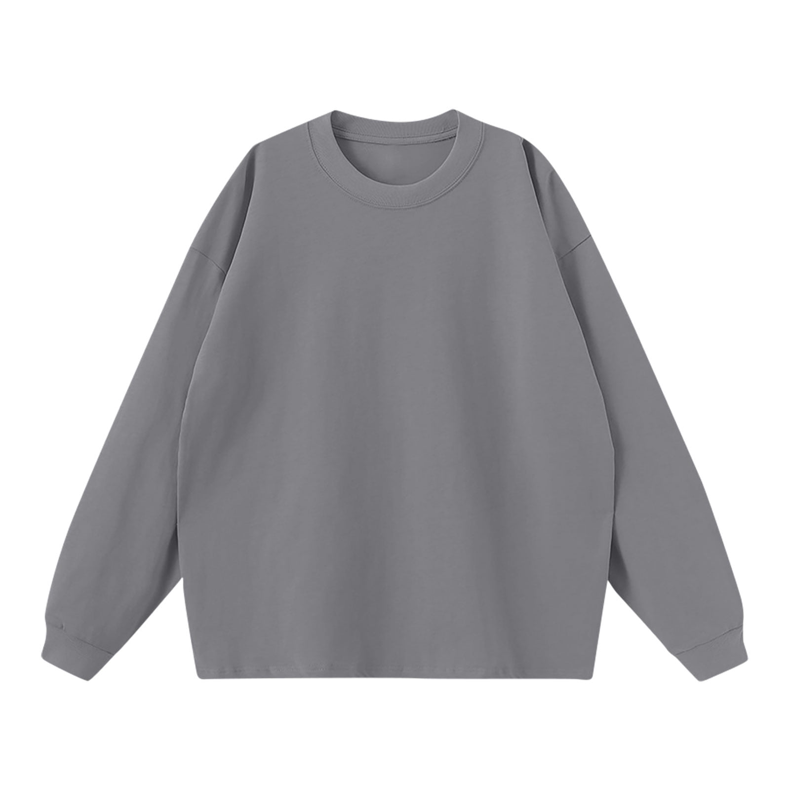 Birdeem Shirts for Men Mens Solid Color Winter Loose Long Sleeved T-Shirt