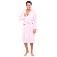 thumbnail image 2 of Men's Waffle Wave Hooded Robe Spa Robes 100% Terry Cotton Bathrobes Calf Length Pink XL, 2 of 8