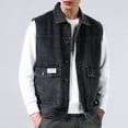 thumbnail image 1 of Pisexur Jean Jacket Vest Men's Solid Color Motorcycle Turndown Collar Denim Punk Sleeveless Jacket Denim Jacket for Men Plus Size Fall Jackets for Men, 1 of 6