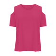 thumbnail image 5 of PMVFHDE T-Shirt à Manches Courtes d'Été Uni pour Enfants à Col Rond - Haut Léger, Respirant et Doux Rose Vif, 3-4 Ans, 5 of 5