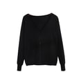 thumbnail image 1 of Innerwin Cardigan Sweater V Neck Ladies Coat Fall Solid Color Loose Outwear Black 2XL, 1 of 2