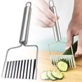 thumbnail image 4 of XIPYYKM 2Pcs Large Crinkle Cutter French Fry Cutter, Large Crinkle Potato Slicer Wavy Chopper, Stainless Steel Wavy Slicer Crinkle Cutting Chopping Tools with Handle for Carrot Vegetable, 4 of 5