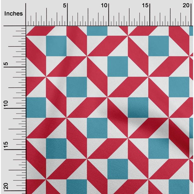 oneOone Polyester Lycra Fabric Triangle|Parallelogram & Square Geometric Print Fabric By The Yard 56 Inch Wide