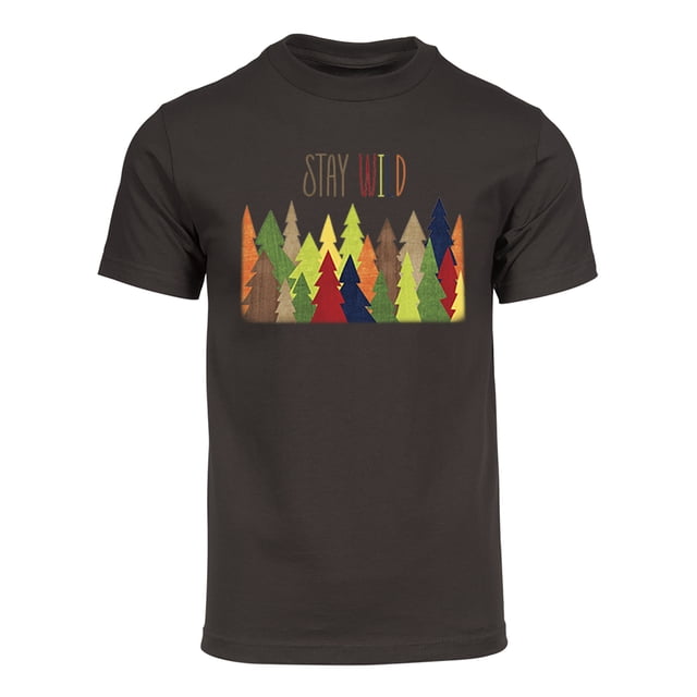Gravity Trading T-Shirt à Manches Courtes pour Hommes Stay Wild Forest - Brun - 2TG