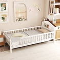 thumbnail image 4 of Gymax Lit pour Enfants Format Simple Lit Plateforme en Bois Massif avec Rangement sous le Lit et Cube de Rangement Blanc, 4 of 9