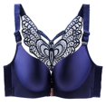 thumbnail image 4 of JUNWELL Women‘s Sexy Plus Size Wire Free Bra Solid ColorPush Up Front Close Butterfly Backless Breathable Lingerie, 4 of 8