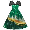 thumbnail image 4 of Jsaierl Robes de Noël pour Femmes 2024 Élégantes Décontractées à Manches Courtes Robe en Dentelle Robe de Fête des Fêtes Cocktail Robe à Volants, 4 of 8