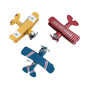 Airplane 3pcs Airplane Hanging Ornament Retro Decoration Iron Airplane Model for Car Desktop Yellow Red Blue