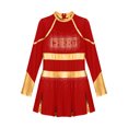 thumbnail image 3 of Lejafay Robe de Danse de Cheerleading Ballet pour Filles Uniforme Scolaire Robe Plissée à Manches Longues Tenues d'Halloween Rouge 10, 3 of 5