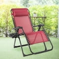 thumbnail image 1 of Gymax Chaise Longue Inclinable Pliable Zéro Gravité avec Plateau Porte-Gobelet et Coussin Rouge, 1 of 7