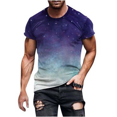 Chemises à Manches Courtes pour Hommes Nouvelle Mode T-Shirt pour Hommes Impression 3D Faisceau de Ciel Non Localisé T-Shirt à Manches Courtes à Col Rond Haut de Sport Décontracté Blouses Chemises pour Hommes Manches Courtes