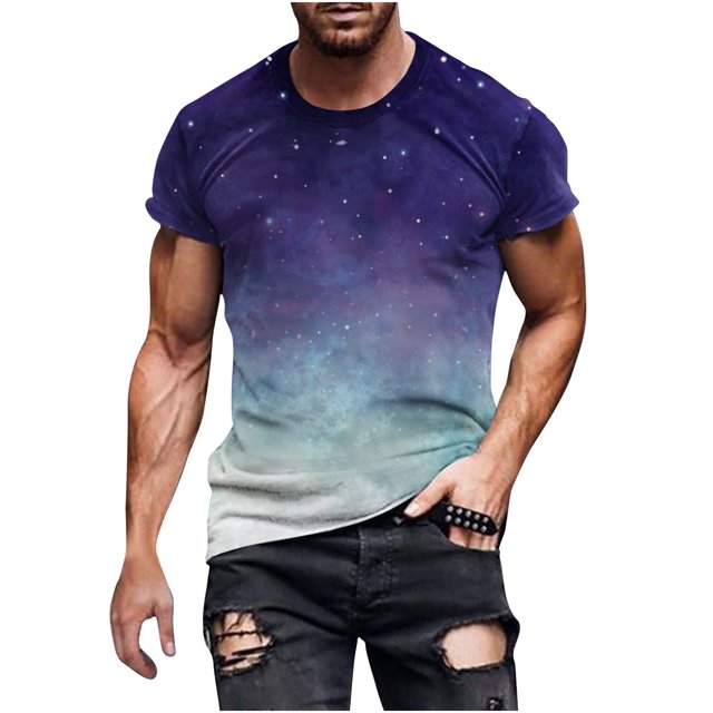 Birdeem Nouveau T-Shirt pour Hommes à la Mode Impression 3D Faisceau de Ciel Non Localisé Manches Courtes Col Rond T-Shirt Haut de Sport Décontracté Blouses