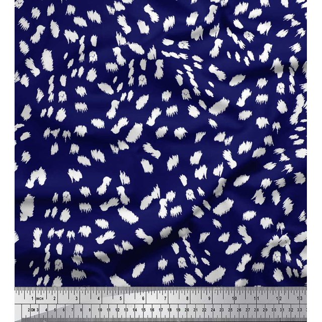 Soimoi Blue Rayon Fabric Cow Animal Skin Decor Fabric Printed Yard 58 Inch Wide