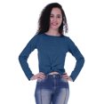 thumbnail image 1 of Moomaya T-Shirt Court à Manches Longues pour Femmes avec Nœud à l'Avant, T-Shirt d'Été Uni, Hauts, 1 of 7