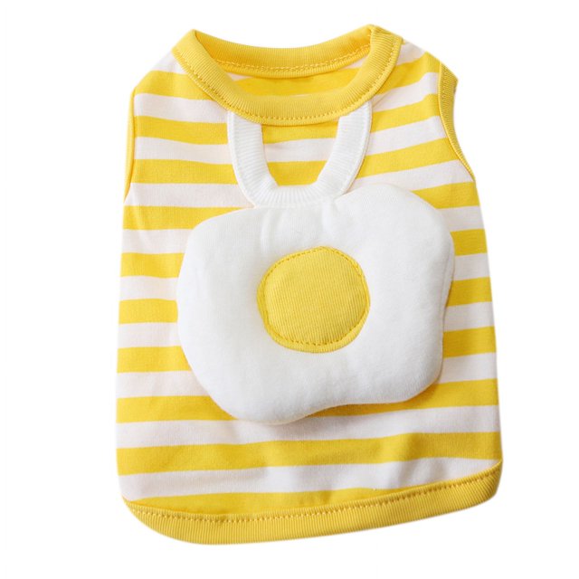 Gilet Rayé pour Animaux de Compagnie Mignon Chien Gilet Œuf Rayé Chat Gilet Œuf Mignon Printemps Été Gilet Rayé Costumes pour Chiots Gilet Œuf Rayé Mignon Doux pour la Peau Respirant Col Rond Chien