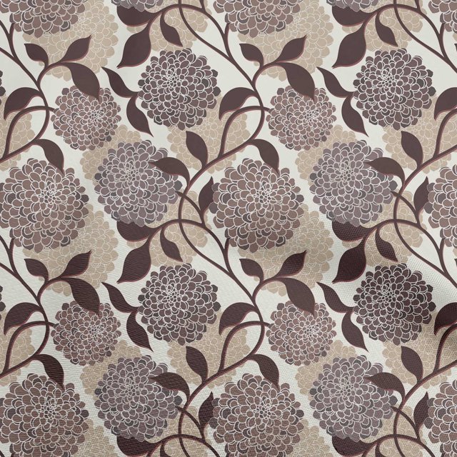 oneOone Tissu Cambric Coton Marron Clair Floral Rétro Matériel de Robe Tissu Imprimé Tissu au Mètre 42 Pouces de Large