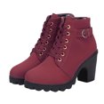 thumbnail image 2 of EGNMCR Bottines pour Femmes Femmes Rétro Talon Épais Chaussures à Talons Hauts Grande Taille à Lacets, 2 of 6