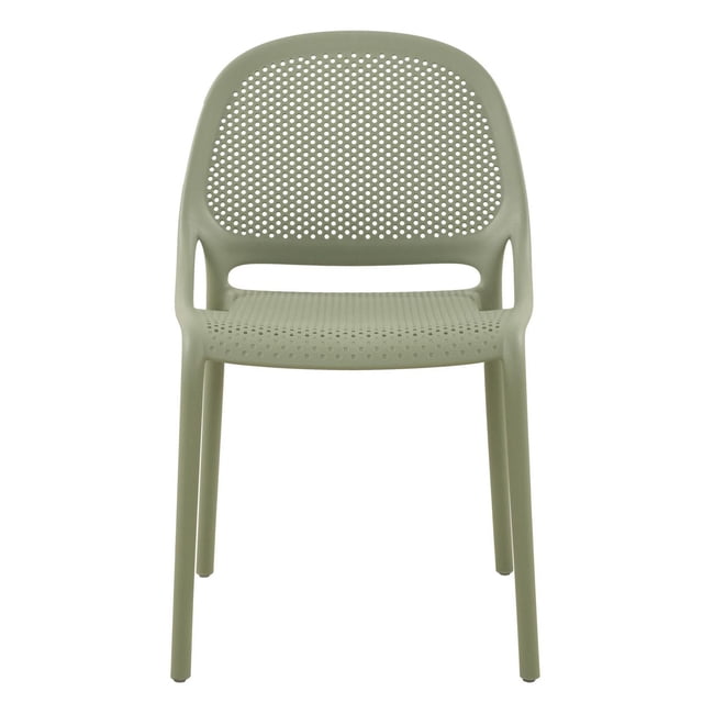 Chaise de Salle à Manger d'Été Sans Accoudoirs en Jade Vert avec Dossier et Siège en Maille Perforée, Fabriquée en Plastique durable, Conception Empilable pour un Rangement Gain de Place, Convient aux Aires de Repas Intérieures et Extérieures.