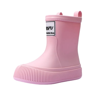 dmqupv Baby Girl Rain Boots Big Kids Rain Boots With Easy On Handles Rubber Kids Rain Boots For Girls And Boys Pink,Size for US 1.5