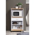 thumbnail image 4 of Hodedah Wheeled Microwave Cart with Drawer and Cabinet Storage, White, 4 of 7