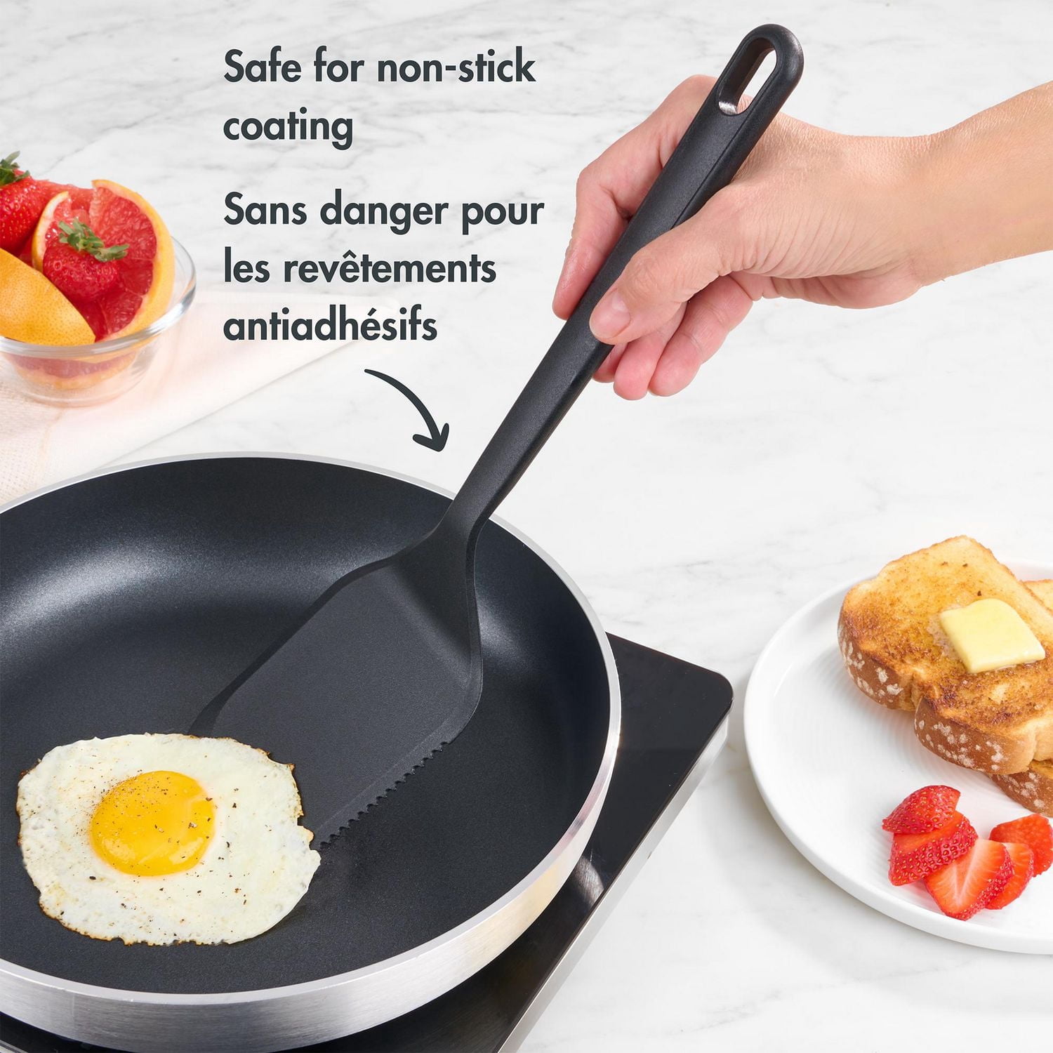 Ensemble 36 pc d'ustensiles pour cuisine Mainstays avec plateau de rangement, noir et transparent