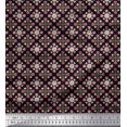 thumbnail image 1 of Soimoi Black Georgette Viscose Fabric Aster & Roses Damask Print Fabric by the Yard 42 Inch Wide, 1 of 5