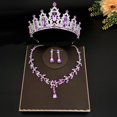 thumbnail image 3 of LYMAYTER Bride Jewelry Set 3Pcs/Set Wedding Crown and Earrings - Faux Crystal, Exaggerated, 3 of 7