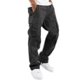 thumbnail image 1 of Innerwin Bottoms Elastic Waist Mens Trousers Summer Drawstring Fitted Pants Black 5XL, 1 of 3