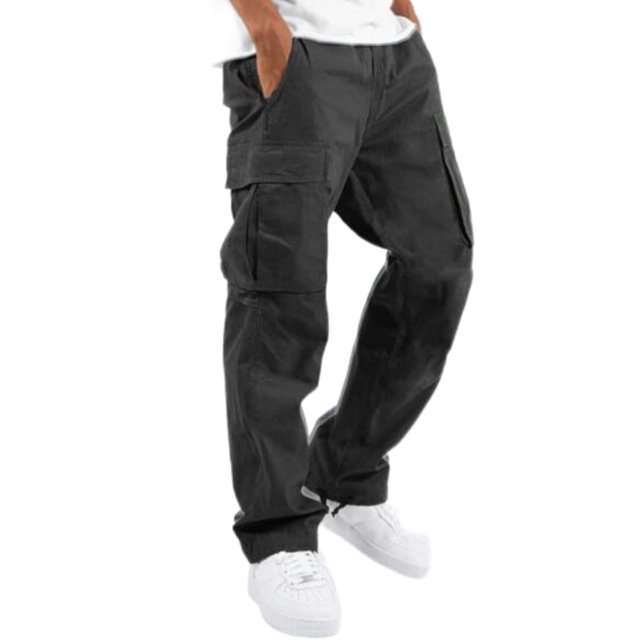 Innerwin Bottoms Elastic Waist Mens Trousers Summer Drawstring Fitted Pants Black 5XL