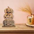 thumbnail image 2 of Wood Carved Triple Jack-O-Lantern Décor, 2 of 3
