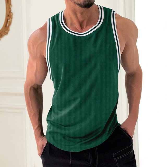 Styesk Tank Tops Men Fashionable Men's Round-neck Solid Color Mesh Drying Sleeveless