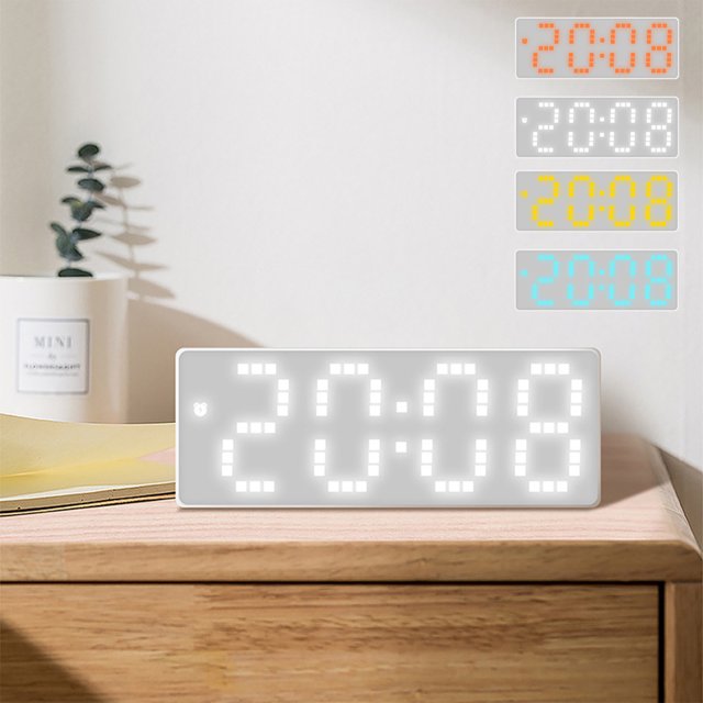 Xihbxyly Fresh White Face Alarm Clock Room Clock Style Student Alarm Clock Date Temperature Display Three Brightness Settings Adjustable Suitable for School Office Travel Supplies Savings