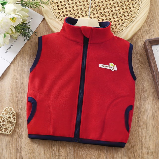 RXIRUCGD Manteau Sans Manches en Polaire pour Enfants, Rouge, Taille : 5 Ans